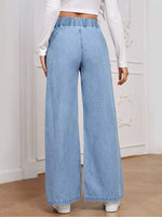 Elastic Waist Wide Leg Jeans