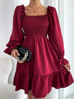 Smocked Flounce Sleeve Mini Dress