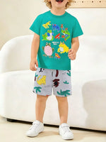 Children's Frog Print Short Sleeve Tee and Shorts Set