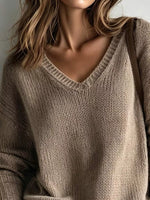 V-Neck Dropped Shoulder Sweater