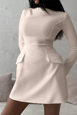 Long-Sleeve Mini Dress with Flap Pockets