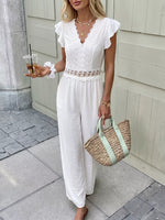 Lace Trim Wide Leg Jumpsuit