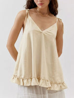 Tie-Strap Ruffle Hem Cami