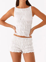 Ruched Texture Tank and Shorts Two-Piece Set