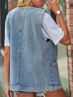 Sleeveless Button-Down Denim Jacket Vest