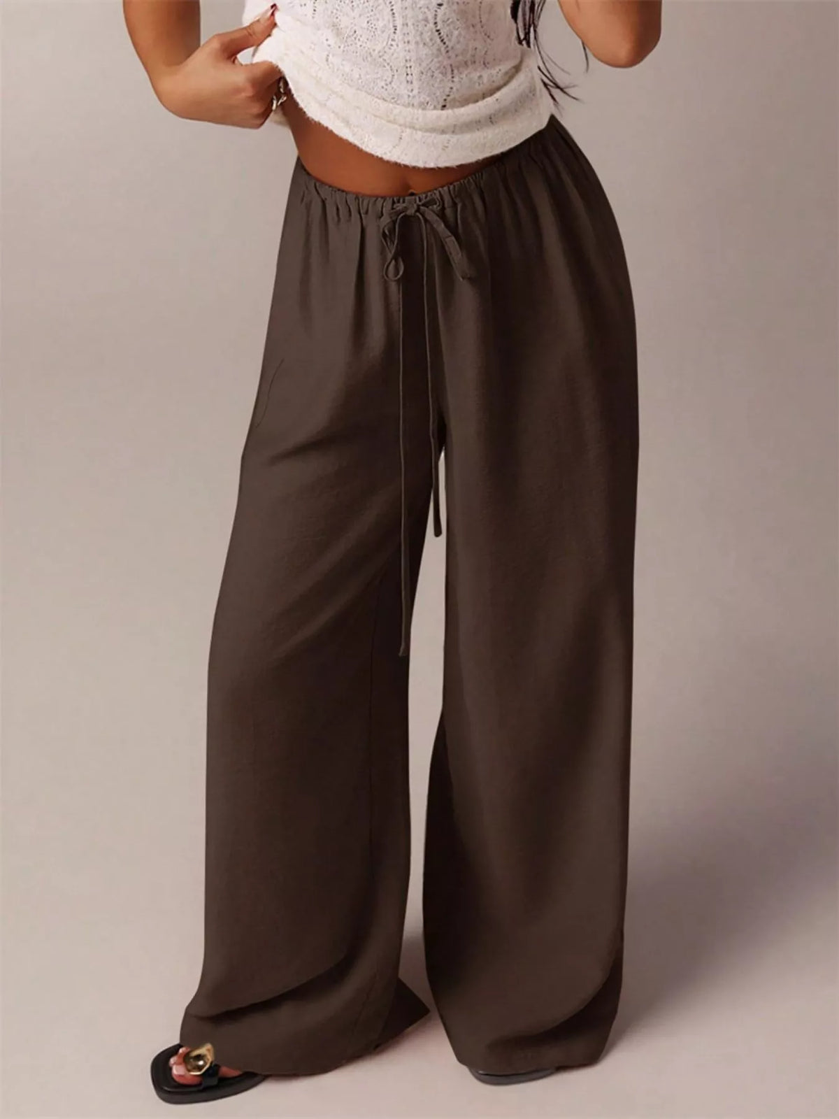 Drawstring Wide Leg Pants
