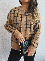Plaid Pattern Zip Up Cardigan