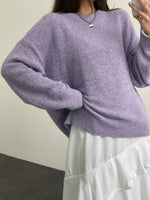 Full Size Cozy Knit Round Neck Oversized Sweater Plus Size