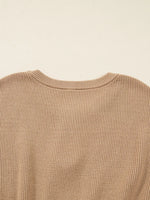 Pearl Embellished Keyhole Ribbed Sweater Dress