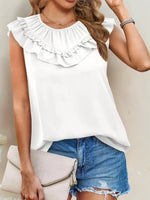 Ruffle Trim Round Neck Blouse