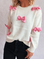 Bow Round Neck Long Sleeve Sweater