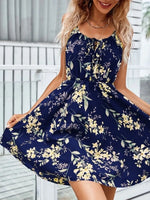 Floral Print Spaghetti Strap Summer Mini Dress