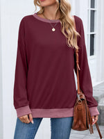 Contrast Trim Long Sleeve Sweatshirt