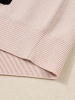 Pearl Embellished Bow Pattern Loose Sweater