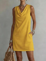 Full Size Sleeveless Cowl Neck Mini Dress Plus Size