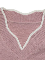 V-Neck Openwork Long Sleeve Sweater