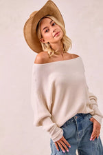BiBi Waffle Knit Off Shoulder Top