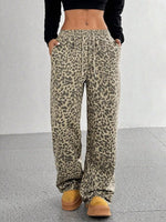 Leopard Wide-Leg Drawstring Pants