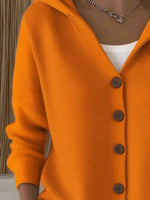 Full Size Hooded Button-Front Soft Knit Cardigan Plus Size