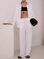 Relaxed Fit Shirt and Wide Leg Pants Set
