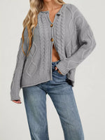 Cable-Knit Button-Down Cardigan