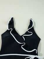 Ruffle Trim V-Neck One-Piece Swimsuit