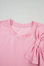 Bow Round Neck Short Sleeve T-Shirt