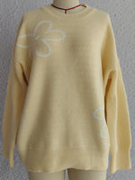 Flower Round Neck Long Sleeve Sweater