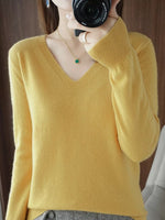 V-Neck Solid Color Sweater