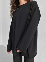Round Neck Long Sleeve Oversized T-Shirt