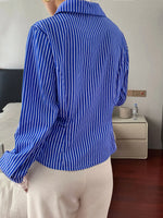 Striped Button-Down Shirt with Lace Detail