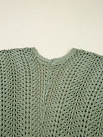 Scalloped Edge Eyelet Knit Batwing Sleeve Cardigan
