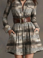 Button Front Long Sleeve Shirt Dress