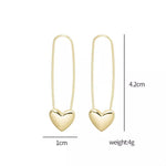 18K Gold-Plated Heart Charm Safety Pin Earrings