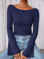 Boat Neck Flare Sleeve T-Shirt
