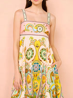 Paisley Print Square Neck Summer Dress