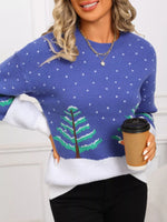 Tree Pattern Round Neck Sweater