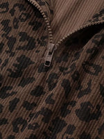 Leopard Print Quarter-Zip Sweatshirt