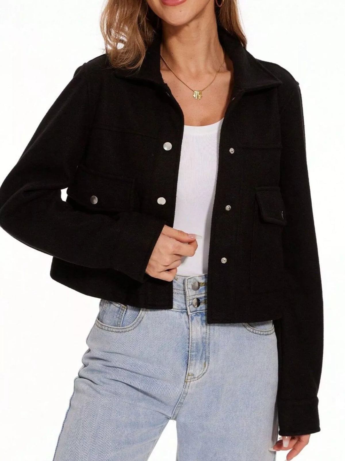 Snap Down Long Sleeve Jacket