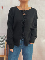 Tie Front Drop Shoulder Cardigan