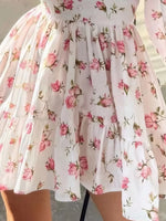 Full Size Floral Print Lace Detail V-Neck Mini Dress Plus SIze