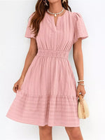 Short Sleeve Smocked Waist Tiered Dress
