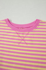 Striped Round Neck Tee and Shorts Casual Set