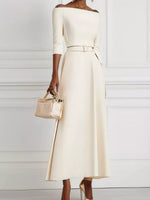 Elegant Off-Shoulder Belted Maxi Dress
