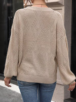 Openwork Dropped Shoulder Sweater