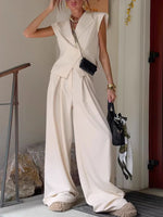 One Button Blazer & Wide Leg Pants Set