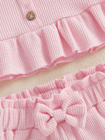 Children's Waffle Knit Tank Top and Bow Shorts Set