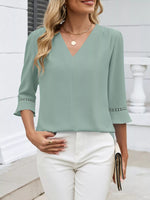 V-Neck 3/4 Sleeve Blouse