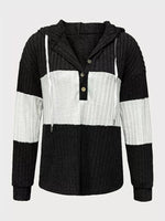 Color Block Drawstring Long Sleeve Hoodie