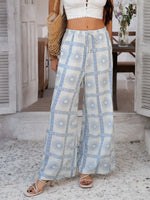 Devine Drawstring Printed Wide Leg Pants